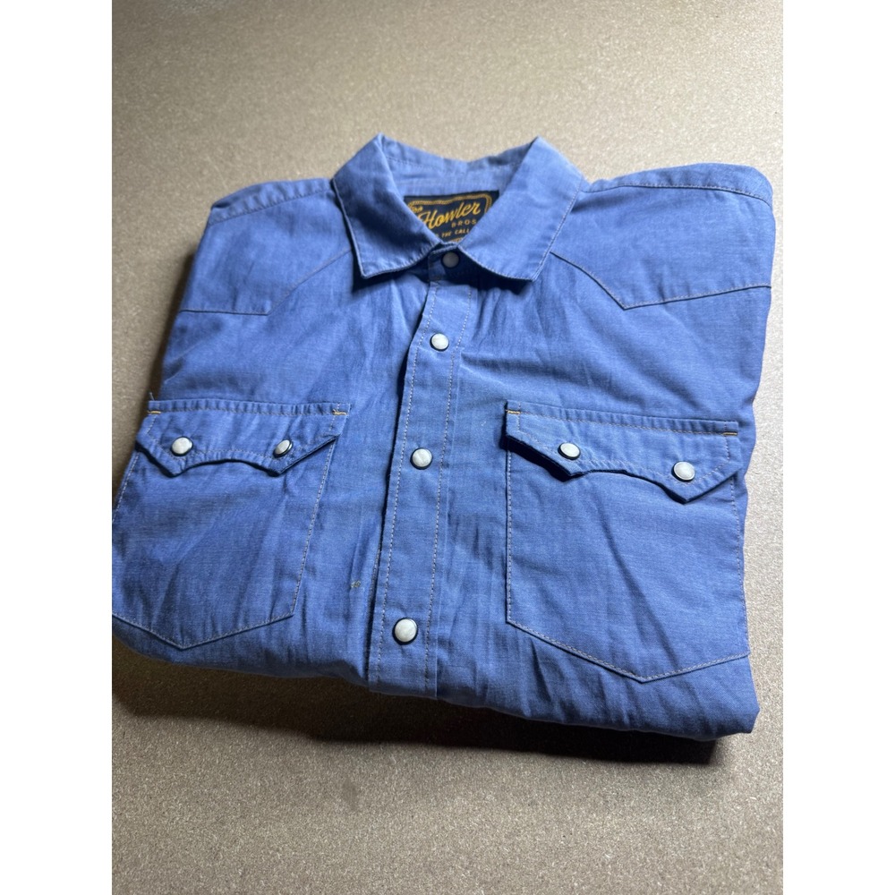 Howler Brothers Mens Gaucho Snapshirt Blue Western Pearl Snap Long Sleeve S